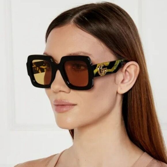 NEW Gucci GG1547S 004 Black Brown Women Square Sunglasses GG 1547S - Picture 1 of 12
